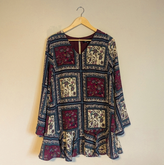 Lulu's Patchwork Flare Dress - Picture 1 of 6